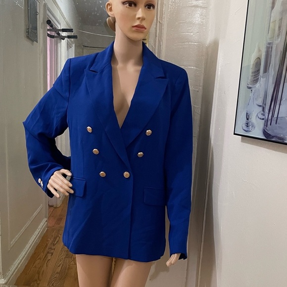 Marled Royal Blue Double-Breasted Blazer - Picture 1 of 15